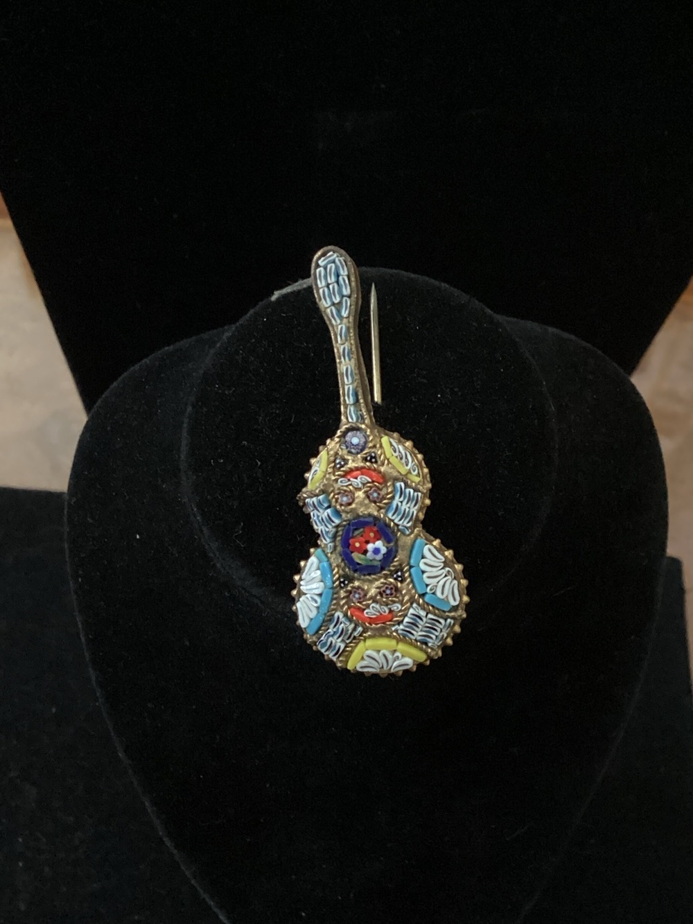 Intricate Multicolor Glass Micro-Mosaic brooch